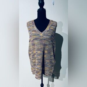 Liverpool Women's Knit Tank Top in Purple, Orange, and Cream